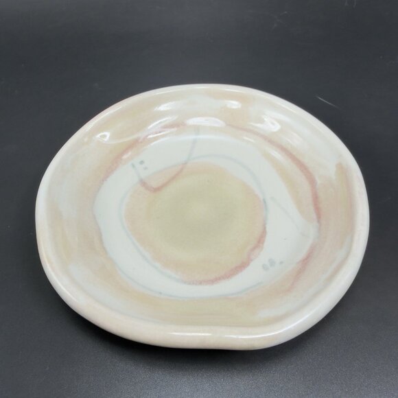 Vintage Hand Made Studio Art Pottery Trinket Dish Plate Artist Signed Stoneware - Picture 8 of 8